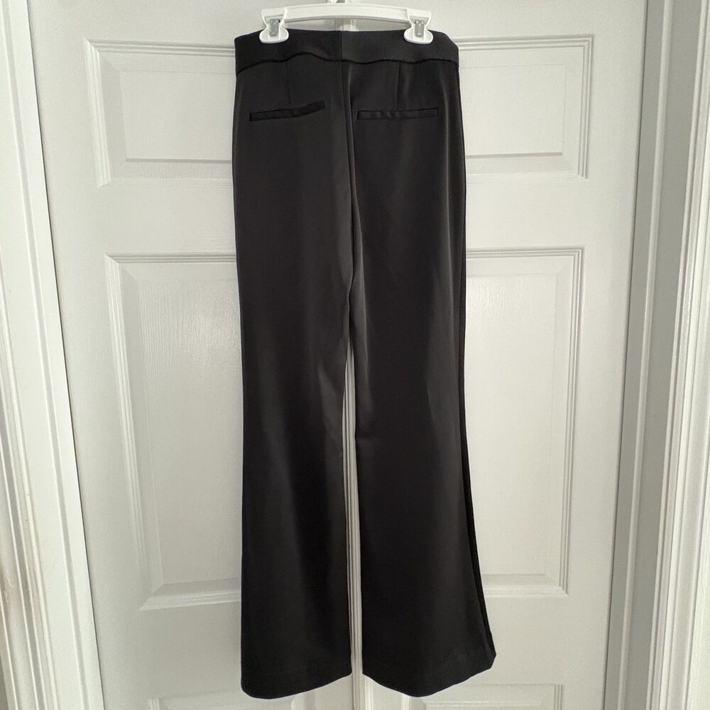 Alice + Olivia Women's Black High-Rise Wide Leg Satin Pants Size 0 Pockets - Picture 6 of 12